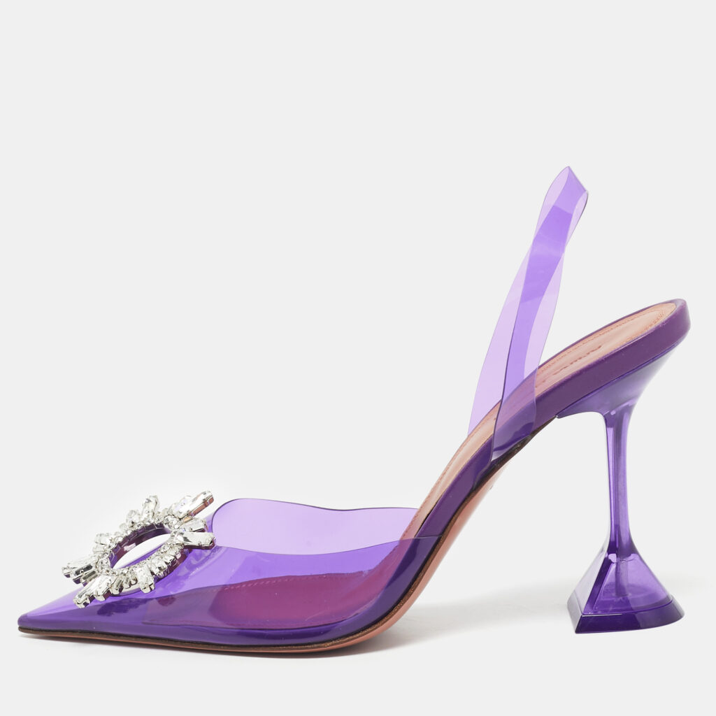 Amina Muaddi Purple PVC Begum Slingback Pumps Size 39.5 Amina Muaddi Purple PVC Begum Slingback Pumps Size 39.5