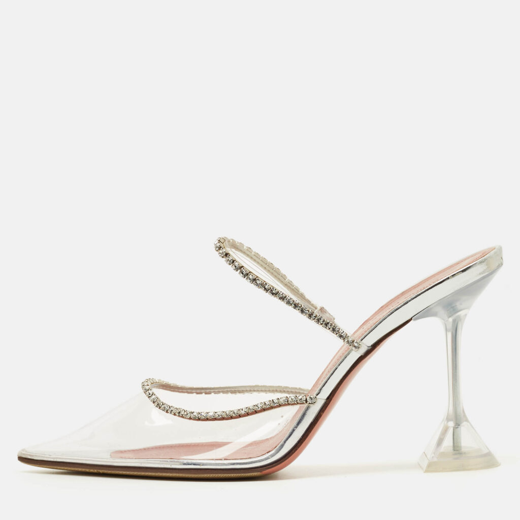 Amina Muaddi Transparent PVC Crystal Embelish Gilda Mules Size 39.5 Amina Muaddi Transparent PVC Crystal Embelish Gilda Mules Size 39.5
