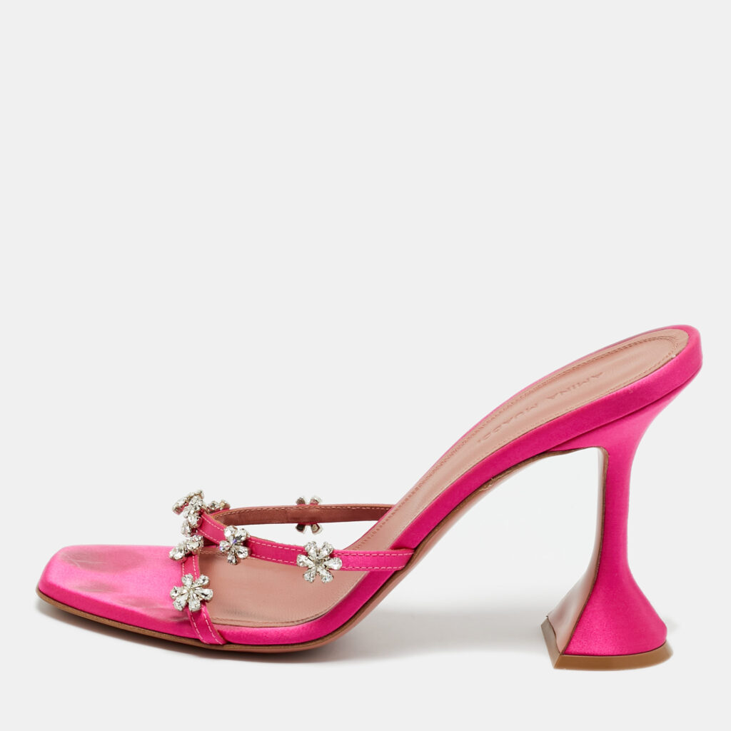 luxury-women-amina-muaddi-used-shoes-p1220192-001-1.jpg Amina Muaddi Pink Satin Lily Slide Sandals Size 37.5