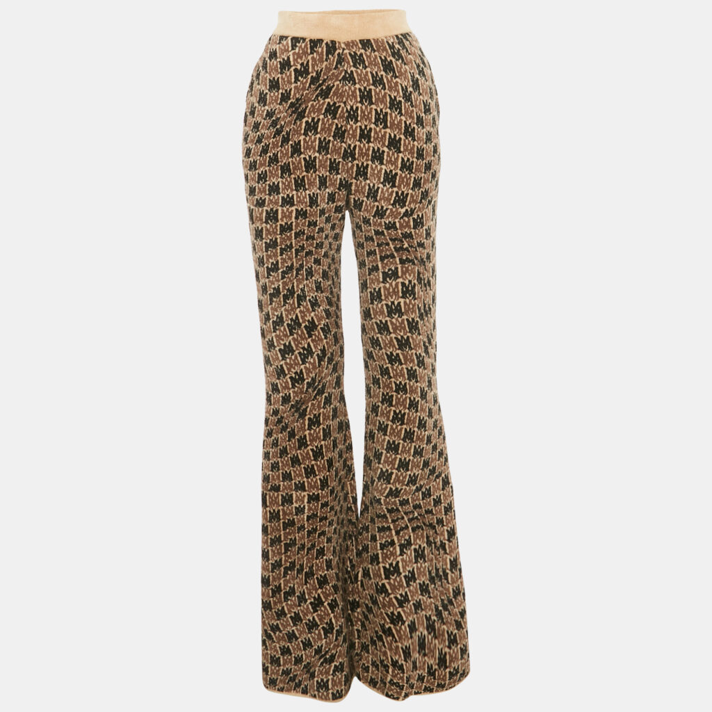 Amiri Brown MA Swirl Stretch Velvet Flared Trousers M Amiri Brown MA Swirl Stretch Velvet Flared Trousers M