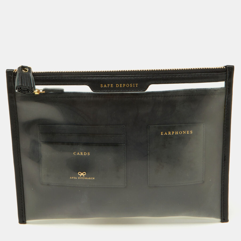 Anya Hindmarch Transparent/Black Pvc and Leather Clutch Anya Hindmarch Transparent/Black Pvc and Leather Clutch