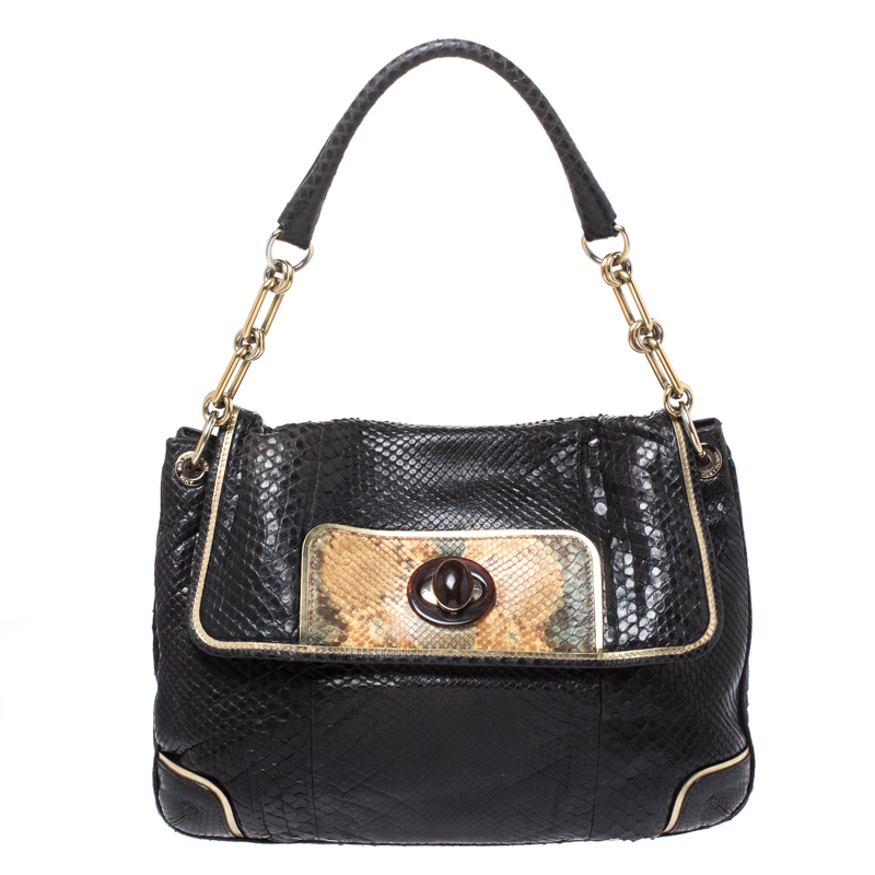 Anya Hindmarch Dark Brown Python Leather Shoulder Bag Anya Hindmarch Dark Brown Python Leather Shoulder Bag