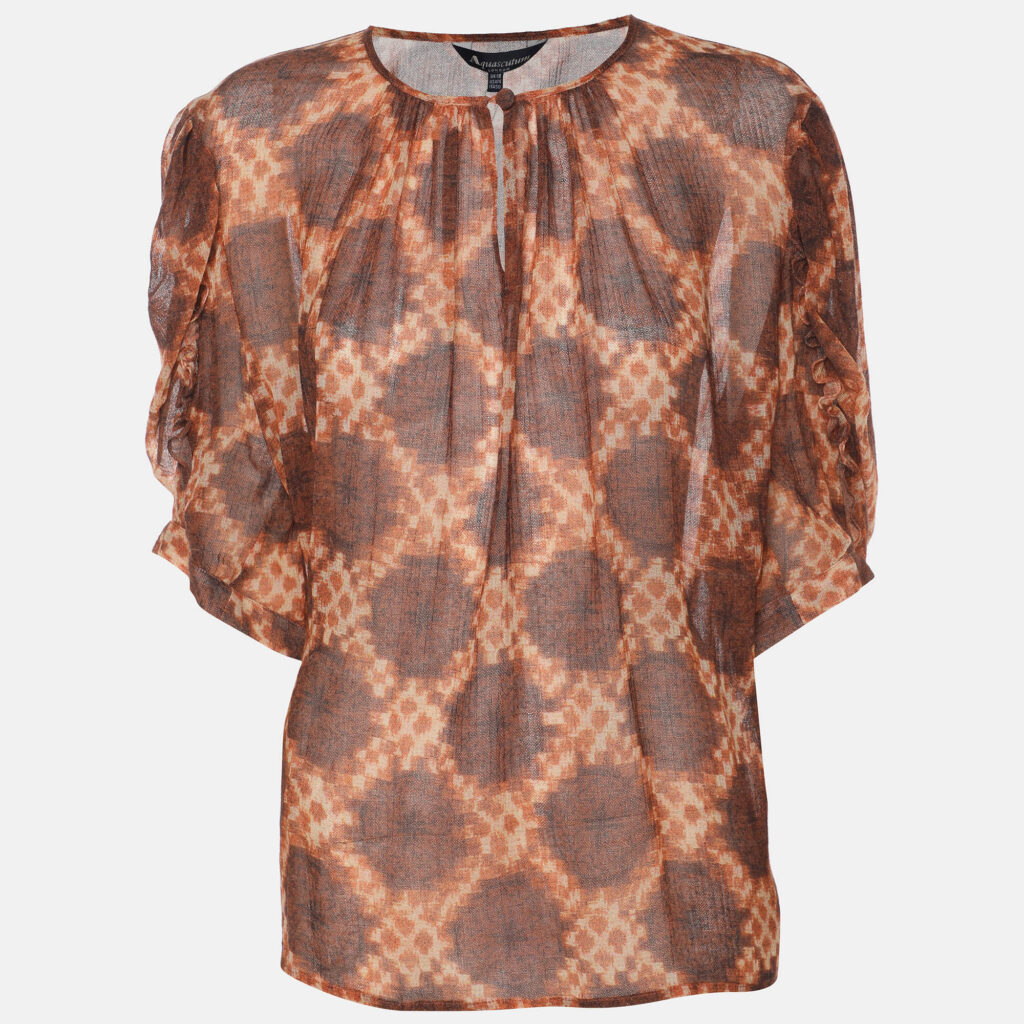 luxury-women-aquascutum-new-clothes-p1186294-003-1.jpg Aquascutum Brown Printed Wool Top XL
