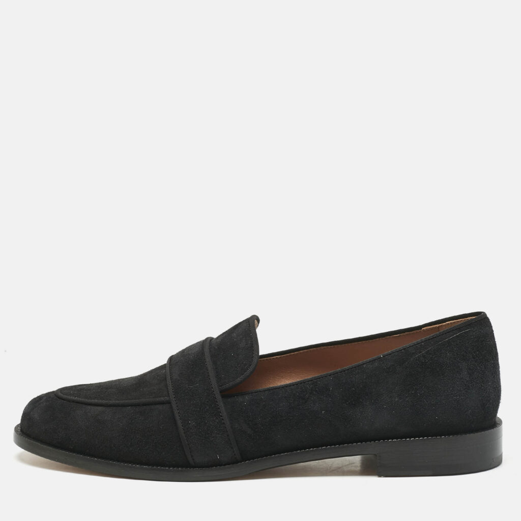 Aquazzura Black Suede and Grosgrain Martin Loafers Size 39 Aquazzura Black Suede and Grosgrain Martin Loafers Size 39