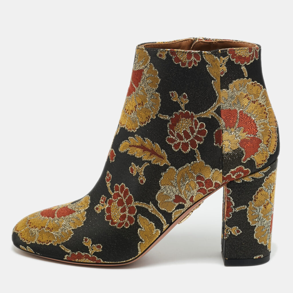 Aquazzura Multicolor Floral Brocade Fabric Brooklyn Oriental Ankle Boots Size 37 Aquazzura Multicolor Floral Brocade Fabric Brooklyn Oriental Ankle Boots Size 37