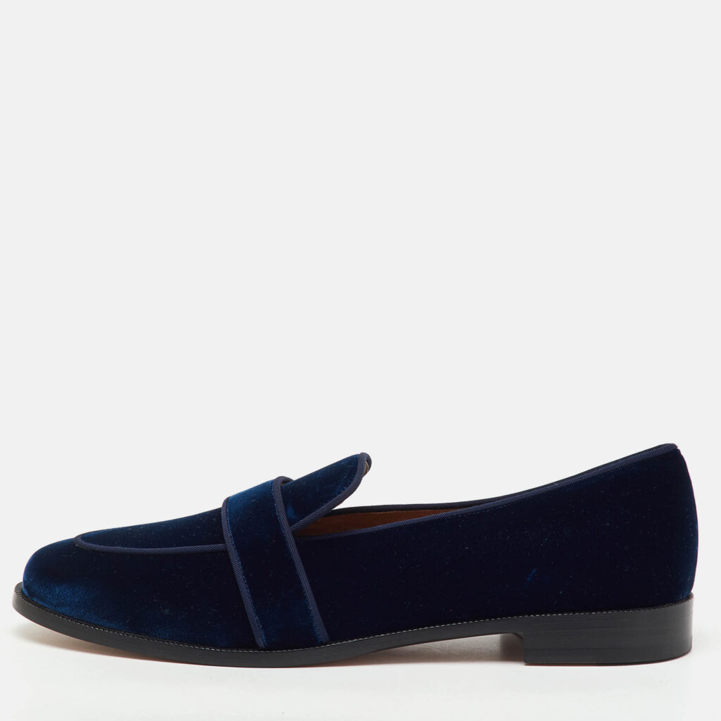 Aquazzura Navy Blue Velvet Martin Slip On Loafers Size 41 Aquazzura Navy Blue Velvet Martin Slip On Loafers Size 41