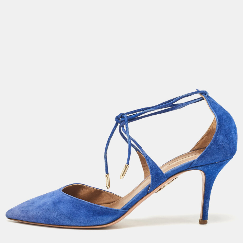 Aquazzura Blue Suede Matilde Ankle Wrap Pumps Size 40 Aquazzura Blue Suede Matilde Ankle Wrap Pumps Size 40