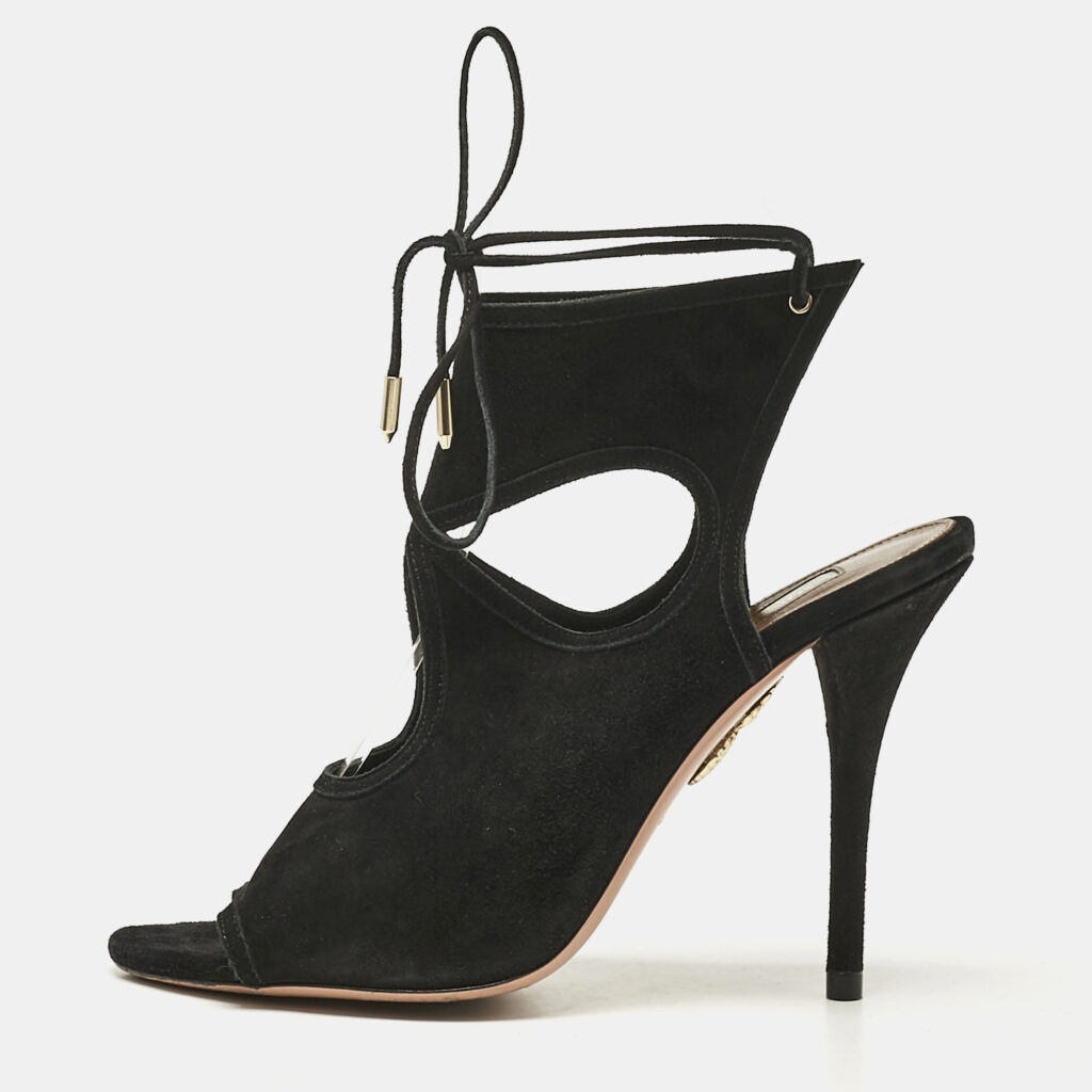 Aquazzura Black Suede Sexy Thing Ankle Strap Sandals Size 38.5 Aquazzura Black Suede Sexy Thing Ankle Strap Sandals Size 38.5