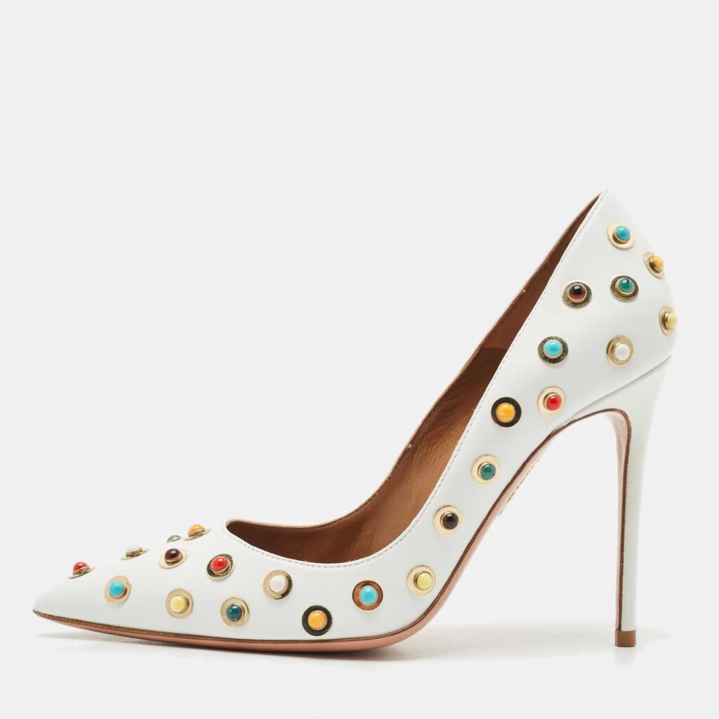 Aquazzura White Leather Byzantine Pumps Size 35.5 Aquazzura White Leather Byzantine Pumps Size 35.5