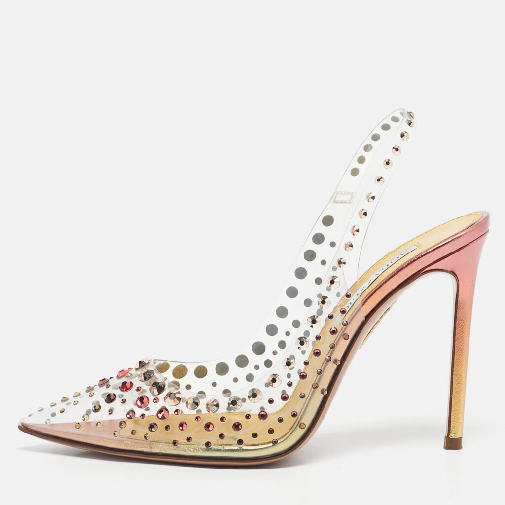 Aquazzura Transparent PVC Crystal Embellished Slingback Pumps Size 38.5 Aquazzura Transparent PVC Crystal Embellished Slingback Pumps Size 38.5