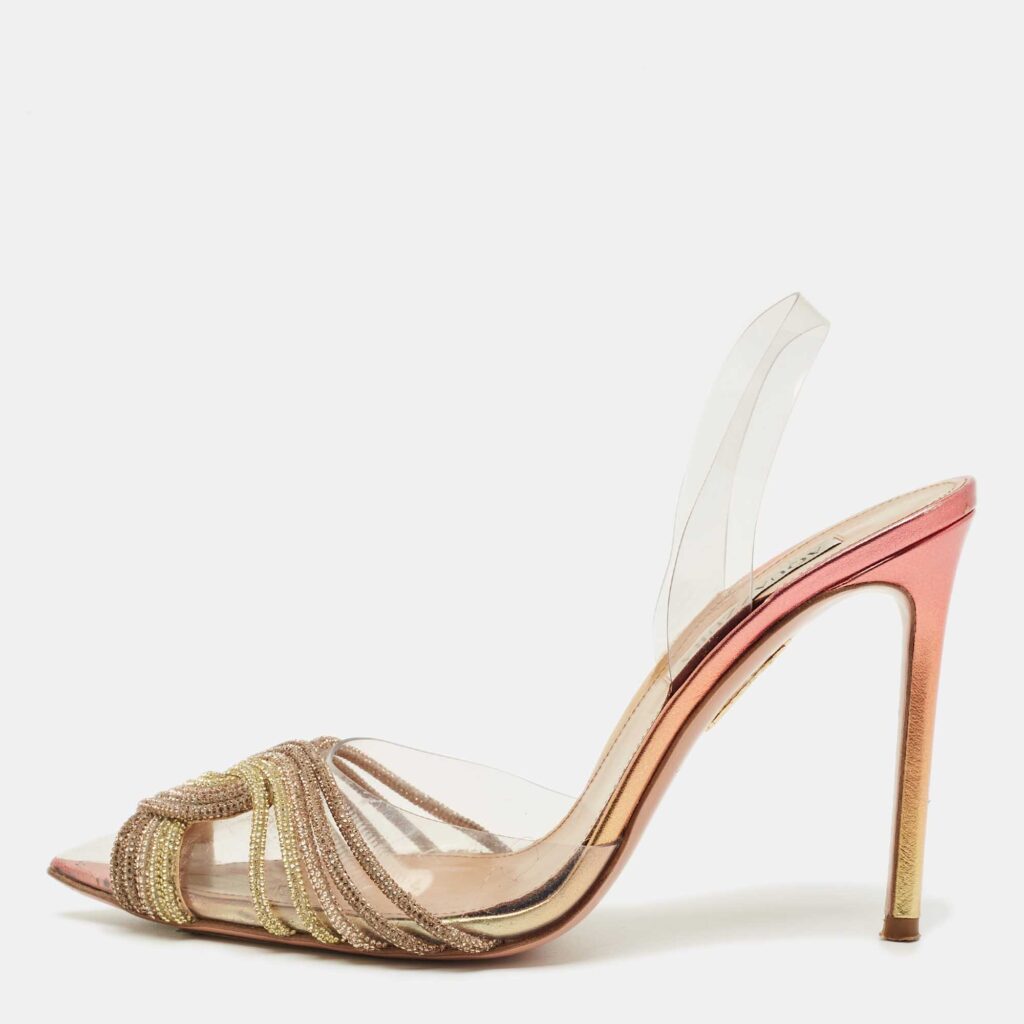 Aquazzura Transparent PVC Crystal Embellished Gatsby Slingback Pumps Size 38.5 Aquazzura Transparent PVC Crystal Embellished Gatsby Slingback Pumps Size 38.5
