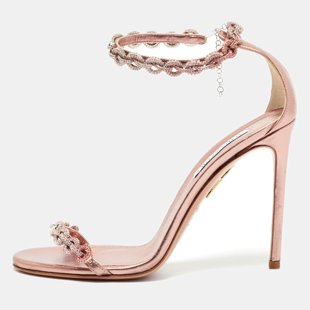 Aquazzura Metallic Leather So nude Ankle Strap Sandals Size 40 Aquazzura Metallic Leather So nude Ankle Strap Sandals Size 40