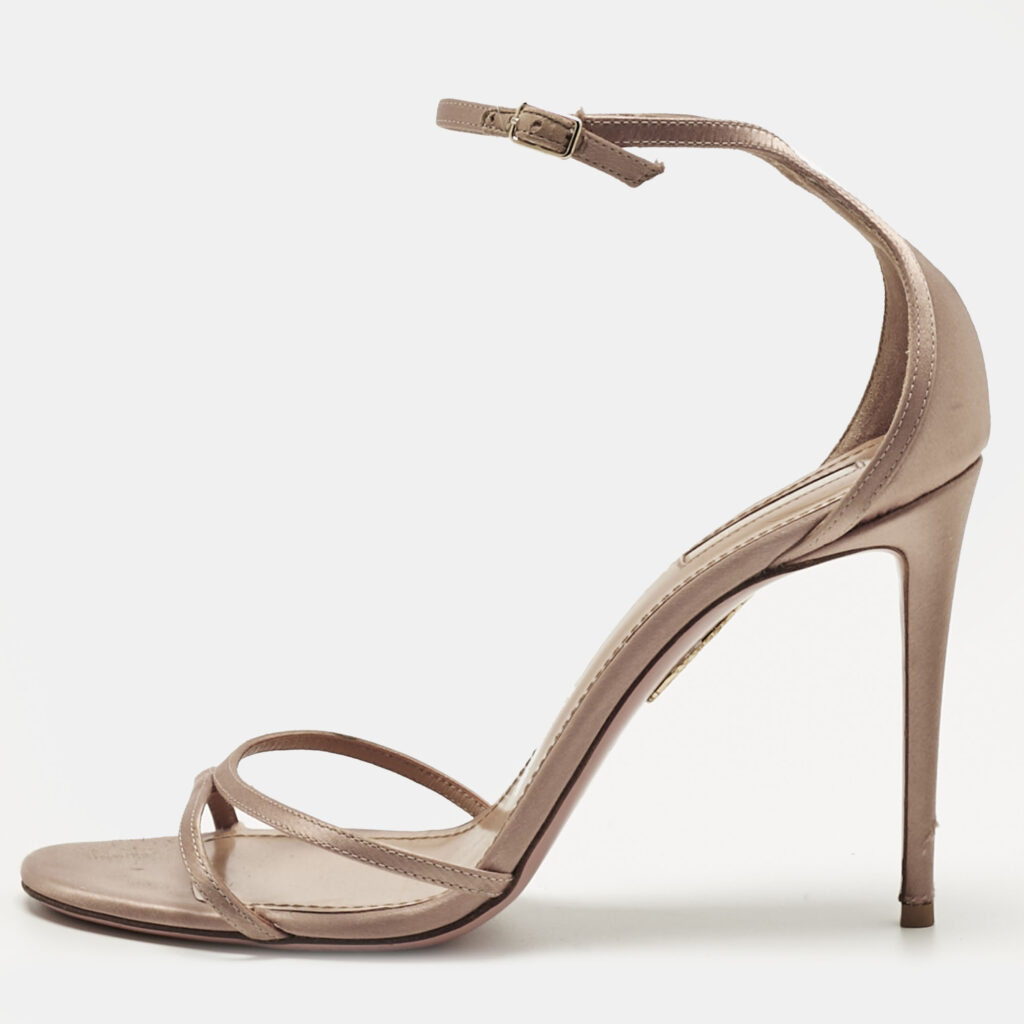 Aquazzura Beige Satin purist Ankle Strap Sandals Size 41 Aquazzura Beige Satin purist Ankle Strap Sandals Size 41