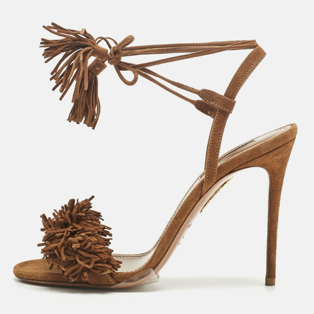 Aquazzura Brown Suede Wild Thing Ankle Strap Sandals Size 37 Aquazzura Brown Suede Wild Thing Ankle Strap Sandals Size 37