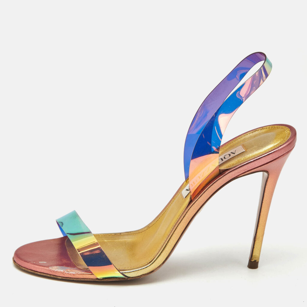 Aquazzura Multicolor/Iridescent PVC So Nude Slide Sandals Size 36 Aquazzura Multicolor/Iridescent PVC So Nude Slide Sandals Size 36