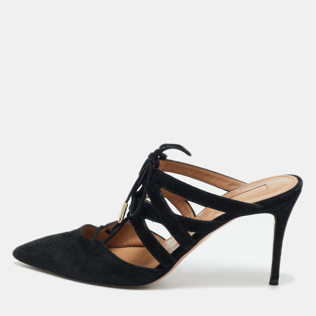 Aquazzura Black Suede Belgravia Mules Size 36 Aquazzura Black Suede Belgravia Mules Size 36