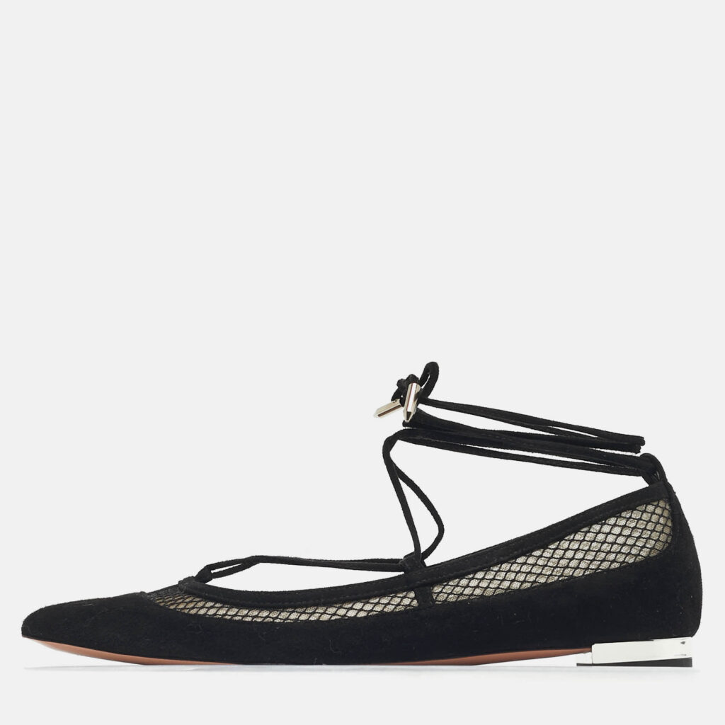Aquazzura Black Net and Suede Ballet Flats Size 36 Aquazzura Black Net and Suede Ballet Flats Size 36