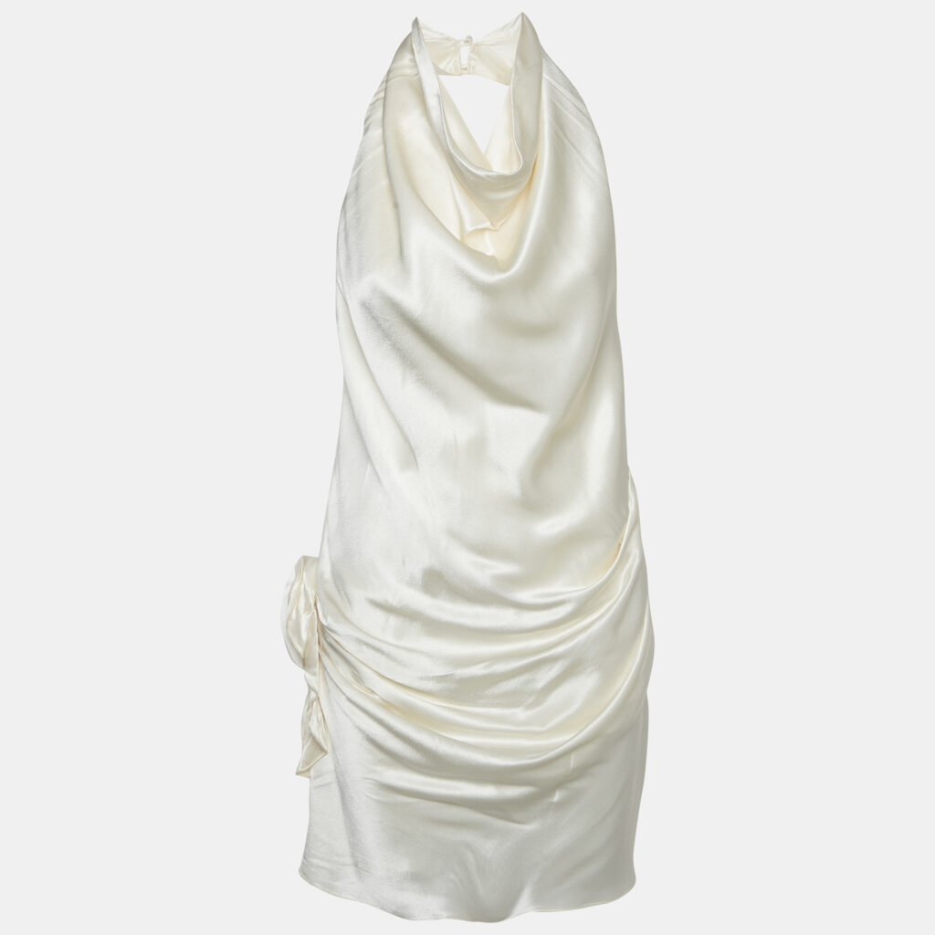 Arcina Ori Cream Satin Halter Neck Dress M Arcina Ori Cream Satin Halter Neck Dress M