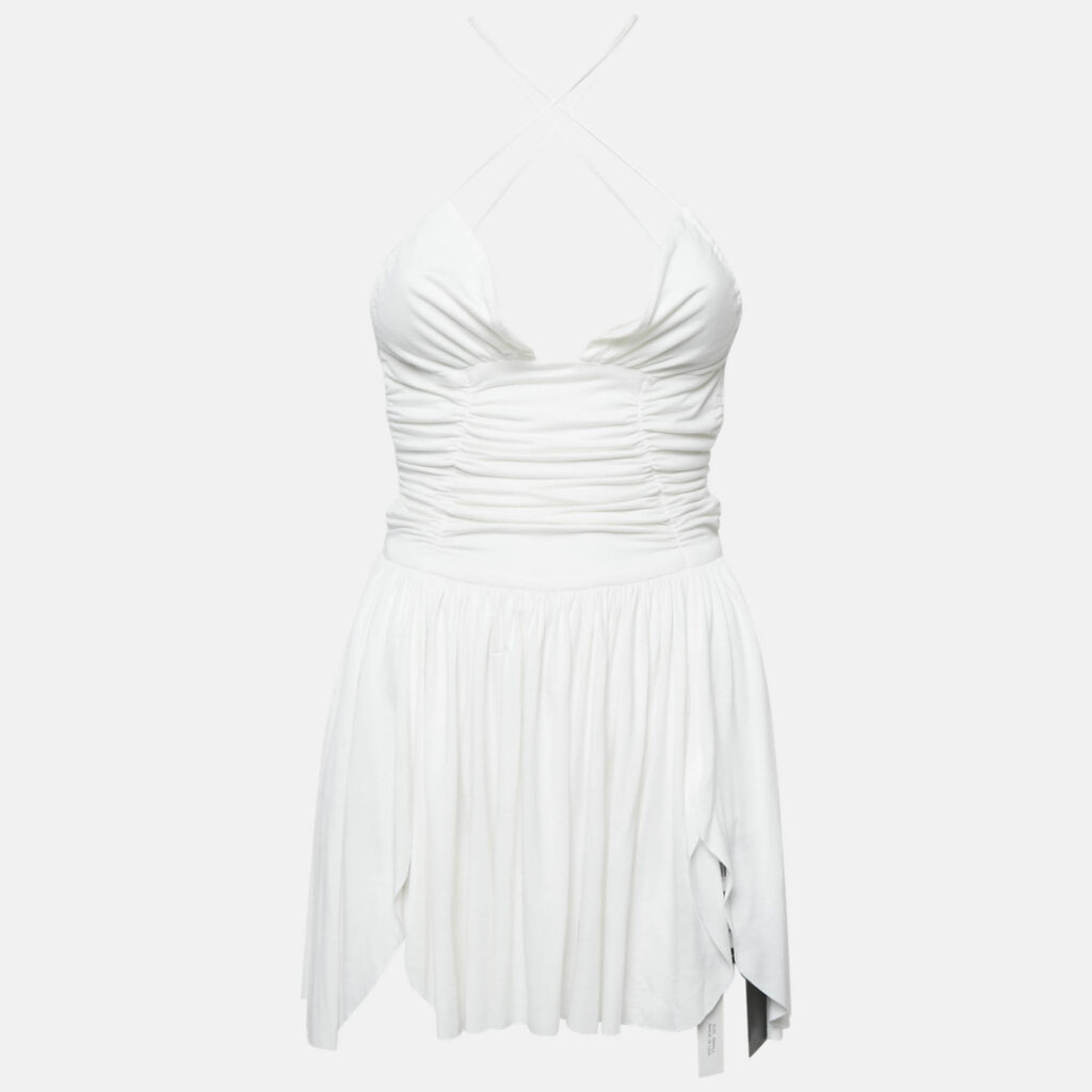 Are You Am I White Jersey Mini Dress S
