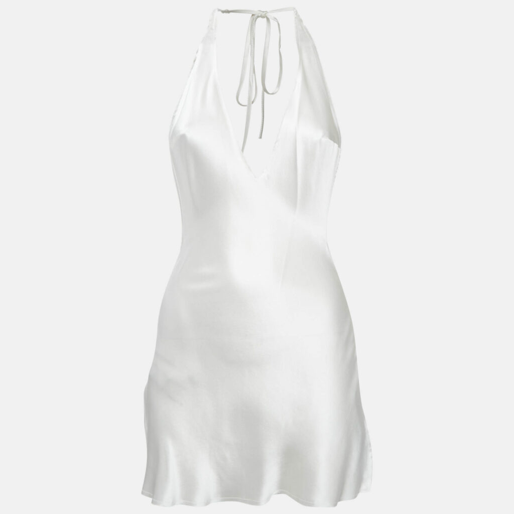 Are you am I White Satin Silk Atla Mini Dress S