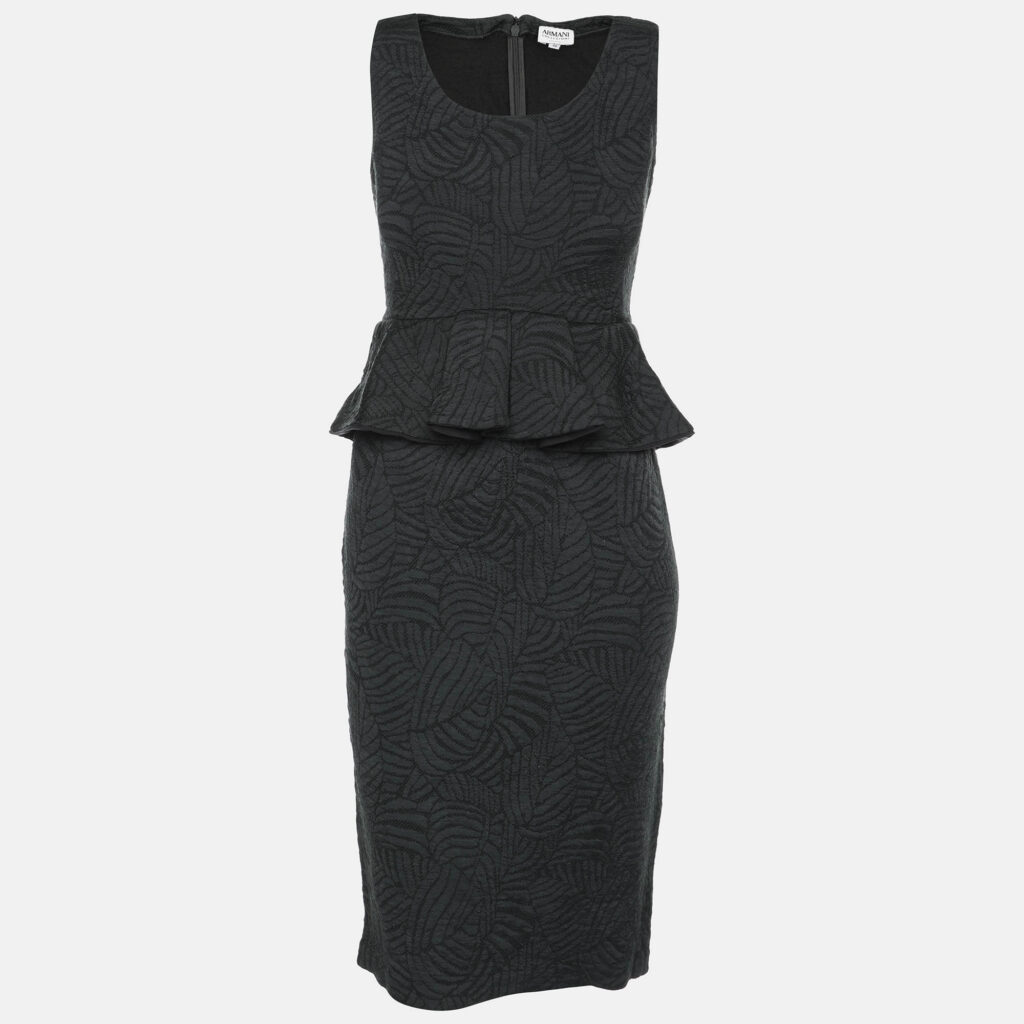 Armani Collezioni Dark Grey Jacquard Midi Dress M Armani Collezioni Dark Grey Jacquard Midi Dress M