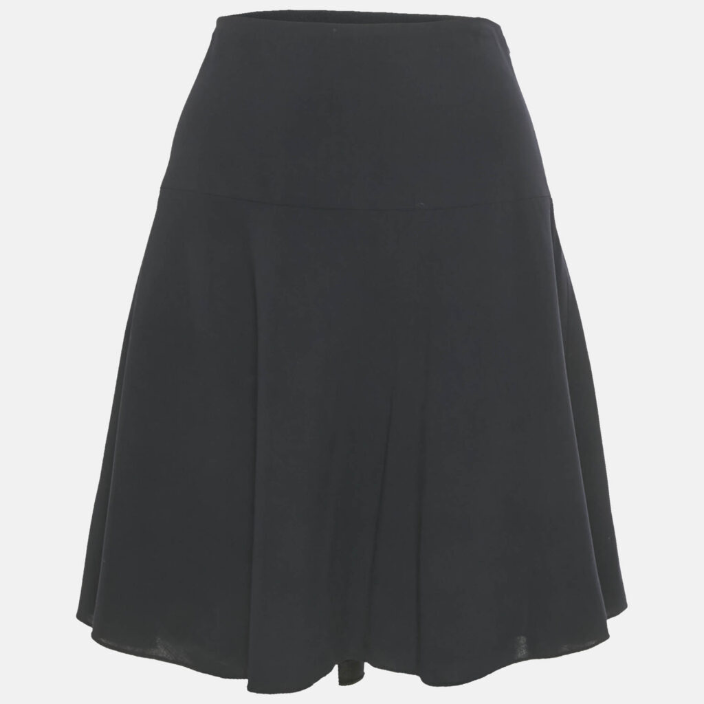 Armani Collezioni Navy Blue Wool Flared Mini Skirt M Armani Collezioni Navy Blue Wool Flared Mini Skirt M