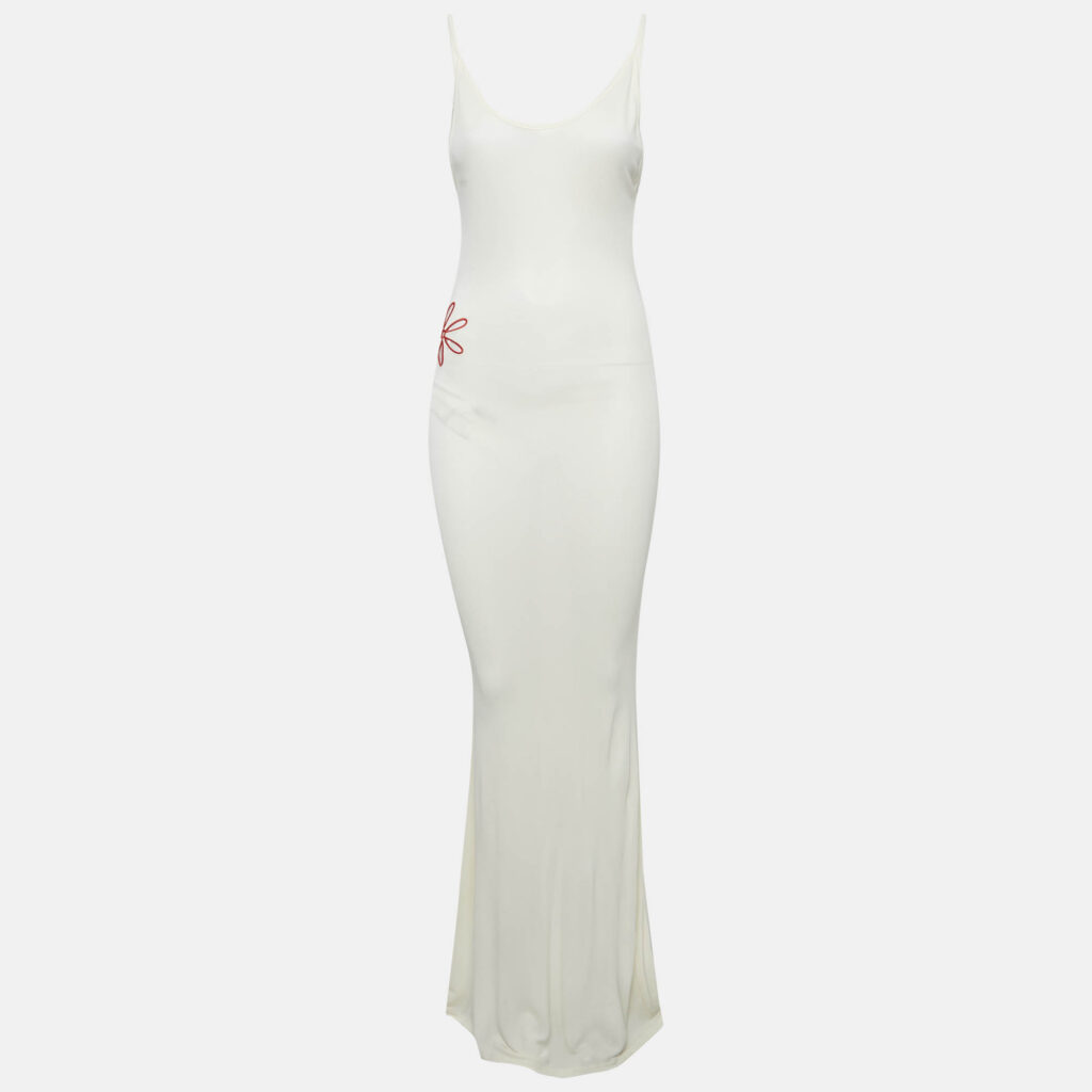 Asta Resort Off White Stretch Crepe Stella Maxi Dress S