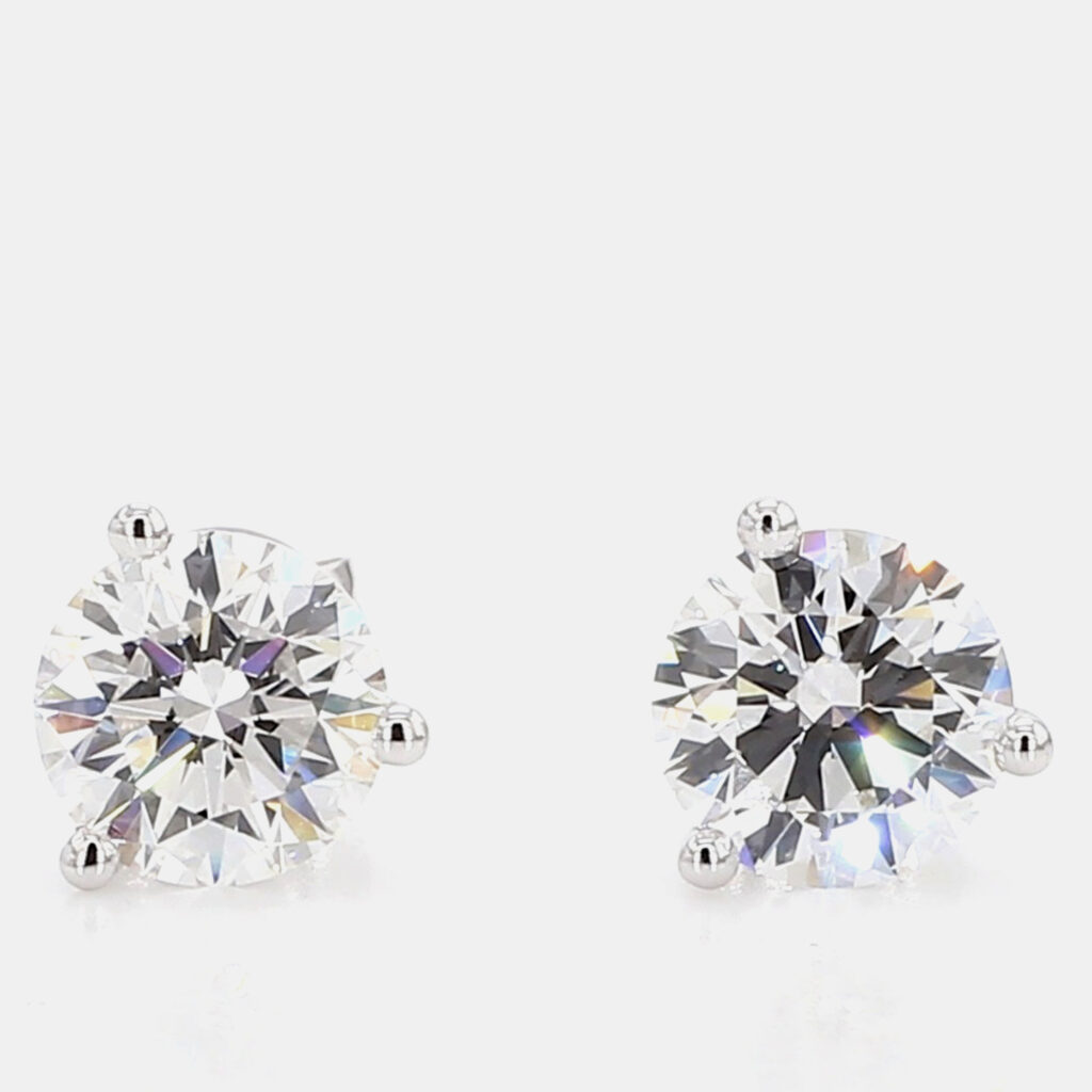 2.50 cts Round Lab Grown Diamond 14k White Gold 3 Prong Martini Studs 2.50 cts Round Lab Grown Diamond 14k White Gold 3 Prong Martini Studs