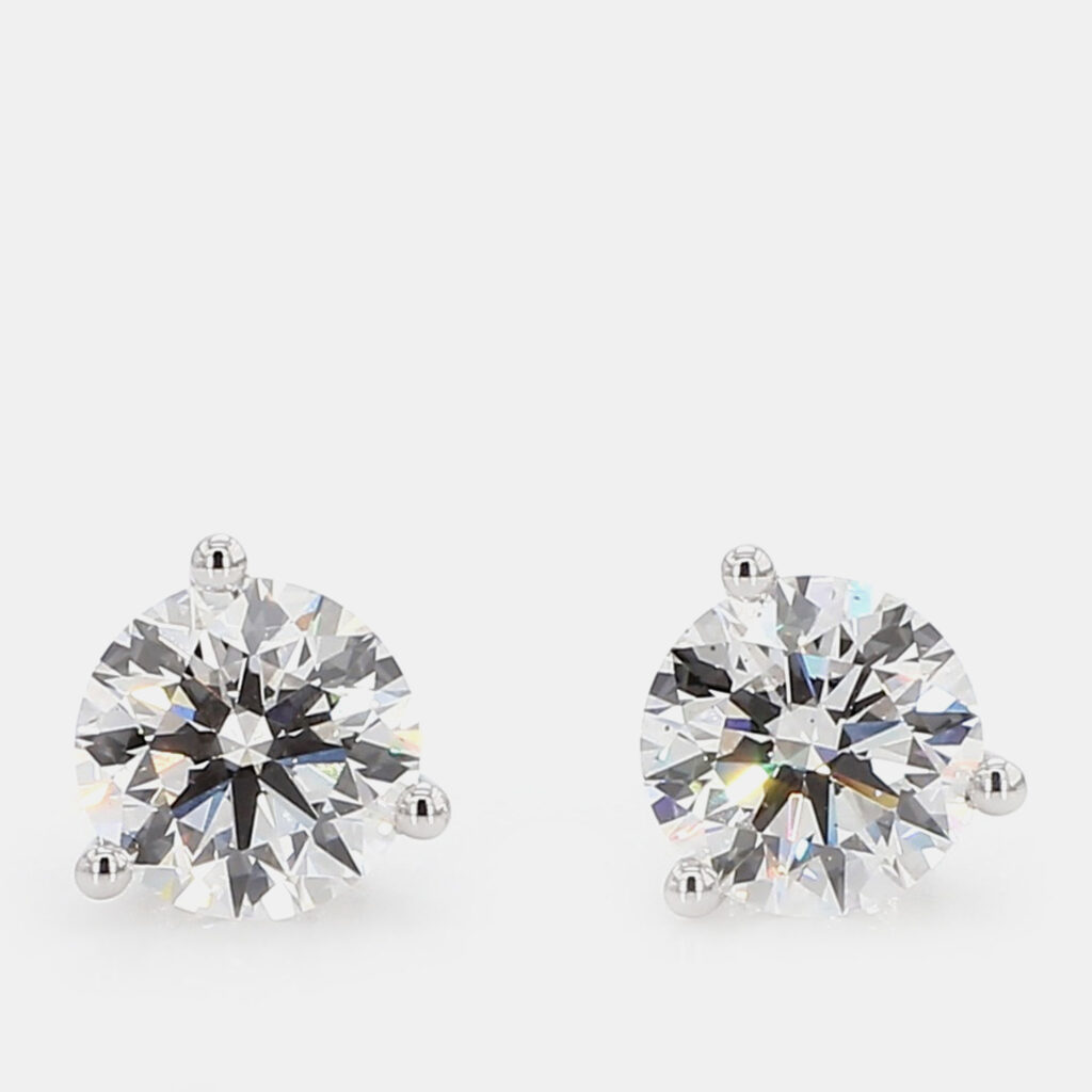 3.00 cts Round Lab Grown Diamond 14k White Gold 3 Prong Martini Studs 3.00 cts Round Lab Grown Diamond 14k White Gold 3 Prong Martini Studs