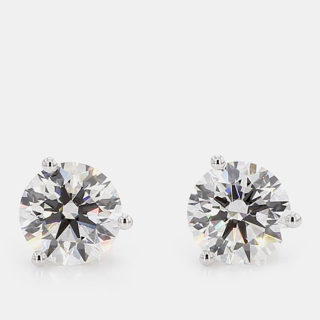 4.00 cts Round Lab Grown Diamond 14k White Gold 3 Prong Martini Studs 4.00 cts Round Lab Grown Diamond 14k White Gold 3 Prong Martini Studs