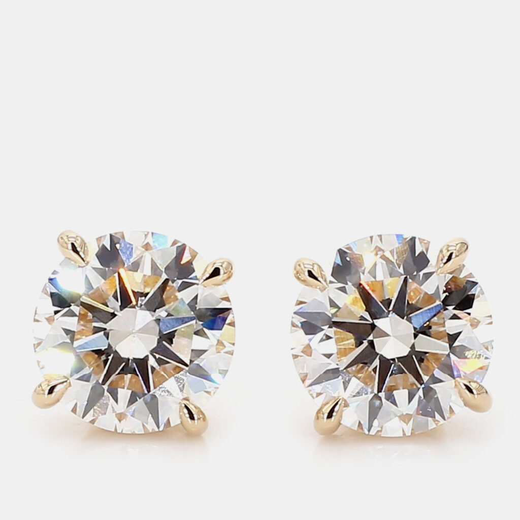 6.05 cts Round Lab Grown Diamond 14k Yellow Gold 4 Prong Basket Studs 6.05 cts Round Lab Grown Diamond 14k Yellow Gold 4 Prong Basket Studs