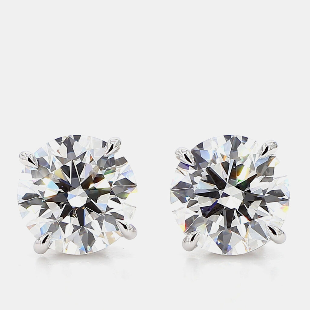 9.07 cts Round Lab Grown Diamond 14k White Gold 4 Prong Basket Studs 9.07 cts Round Lab Grown Diamond 14k White Gold 4 Prong Basket Studs