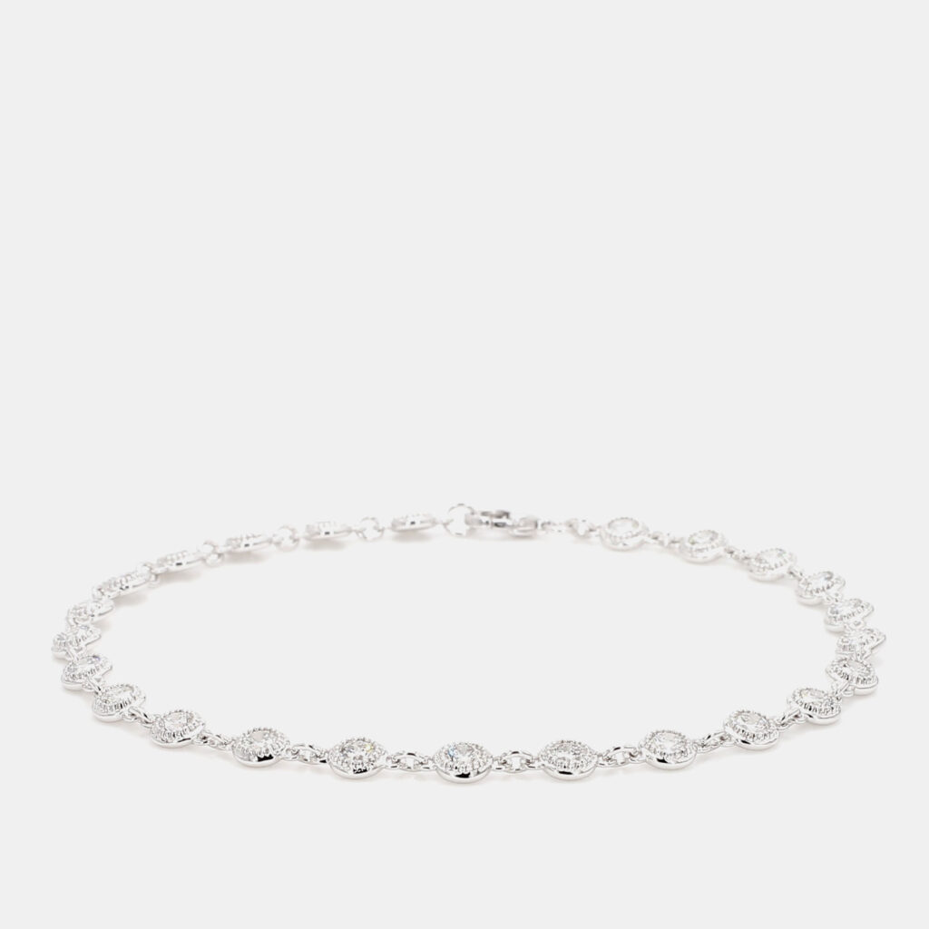 2.02 cts Round Lab Grown Diamond 14k White Gold Halo Tennis Bracelet 2.02 cts Round Lab Grown Diamond 14k White Gold Halo Tennis Bracelet