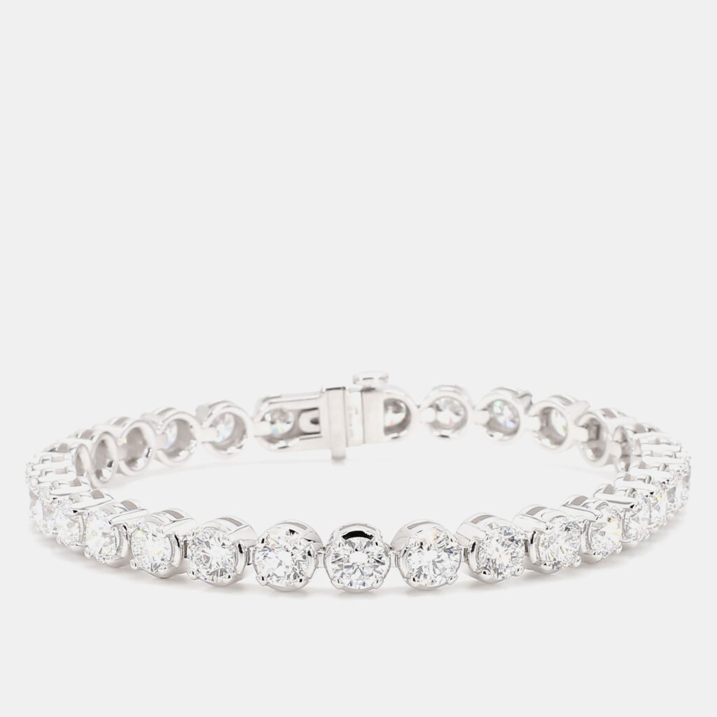 12.11 cts Round Lab Grown Diamond 14k White Gold Luxe Tennis Bracelet 12.11 cts Round Lab Grown Diamond 14k White Gold Luxe Tennis Bracelet