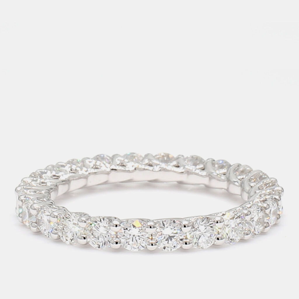 2.14 cts Round Lab Grown Diamond 14k White Gold Eternity Band US 7 2.14 cts Round Lab Grown Diamond 14k White Gold Eternity Band US 7