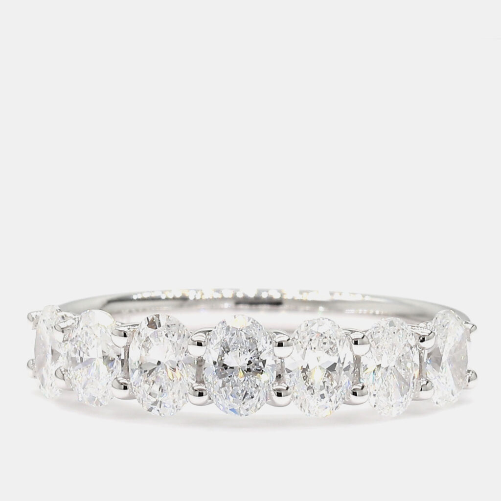 1.00 cts Round Lab Grown Diamond 14k White Gold 7 Stone Wedding Band US 7 1.00 cts Round Lab Grown Diamond 14k White Gold 7 Stone Wedding Band US 7