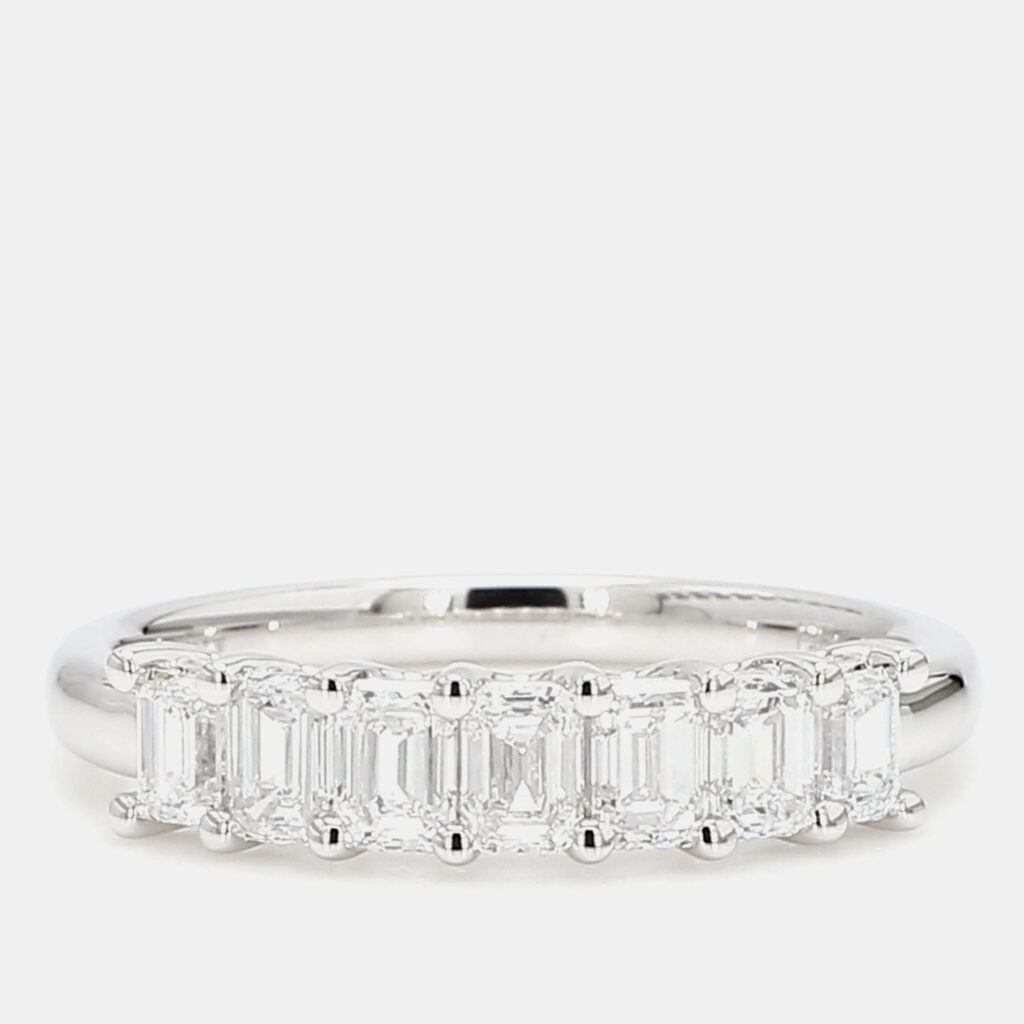 1.02 cts Emerald Lab Grown Diamond 14k White Gold 7 Stone Wedding Band 1.02 cts Emerald Lab Grown Diamond 14k White Gold 7 Stone Wedding Band