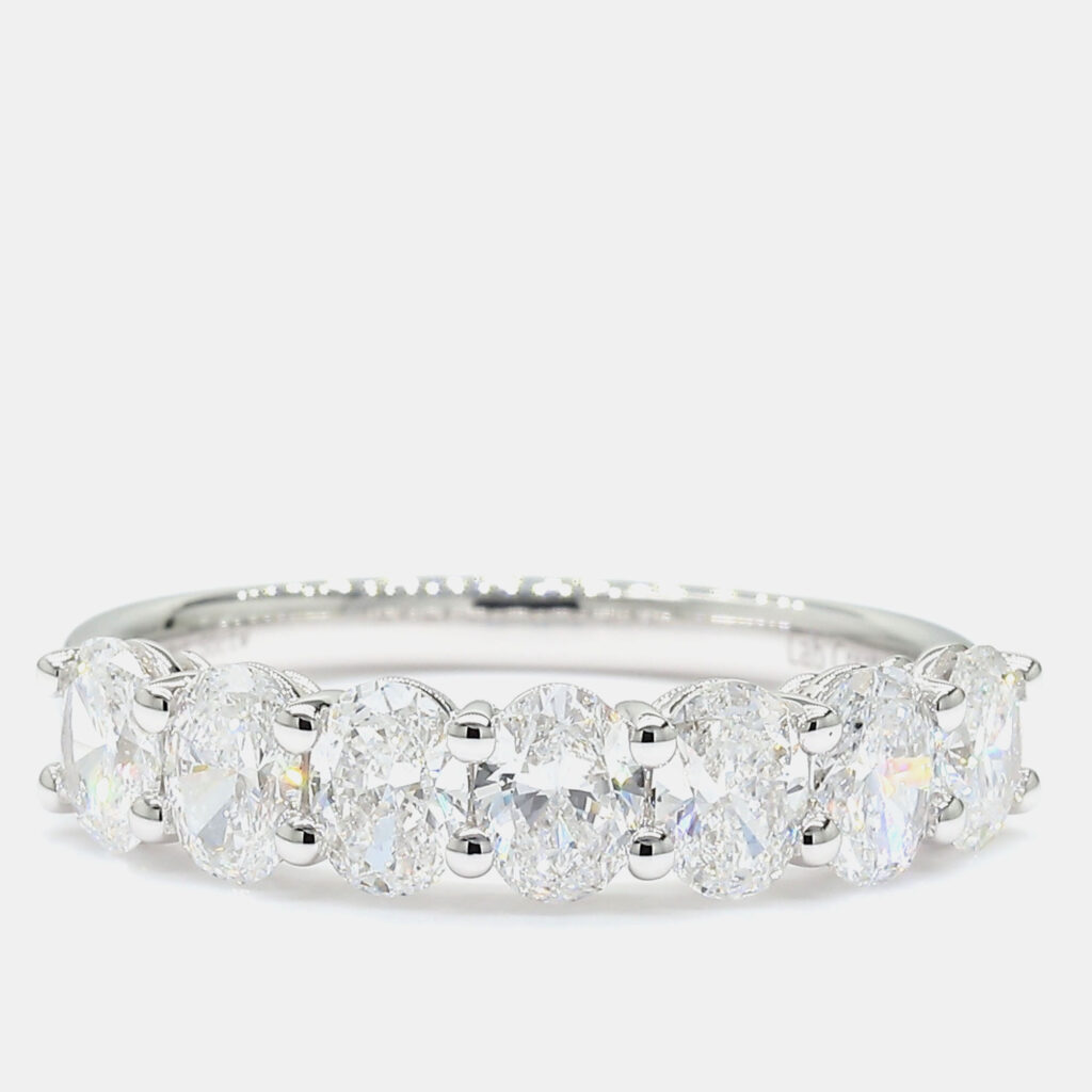 1.50 cts Oval Lab Grown Diamond 14k White Gold 7 Stone Wedding Band 1.50 cts Oval Lab Grown Diamond 14k White Gold 7 Stone Wedding Band