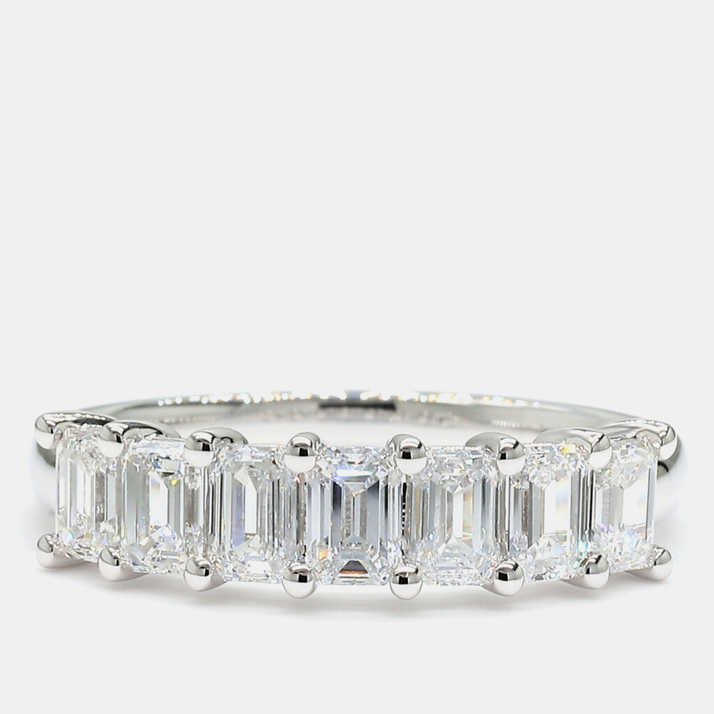 1.51 cts Emerald Lab Grown Diamond 14k White Gold 7 Stone Wedding Band 1.51 cts Emerald Lab Grown Diamond 14k White Gold 7 Stone Wedding Band