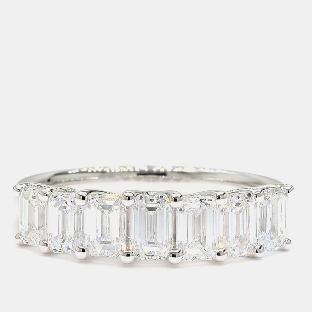 2.01 cts Emerald Lab Grown Diamond 14k White Gold 7 Stone Wedding Band 2.01 cts Emerald Lab Grown Diamond 14k White Gold 7 Stone Wedding Band