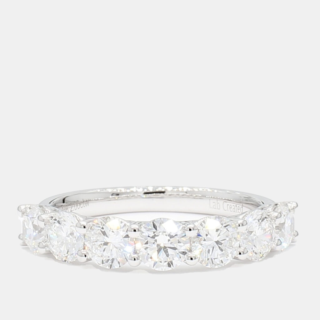 2.01 cts Round Lab Grown Diamond 14k White Gold 7 Stone Wedding Band 2.01 cts Round Lab Grown Diamond 14k White Gold 7 Stone Wedding Band