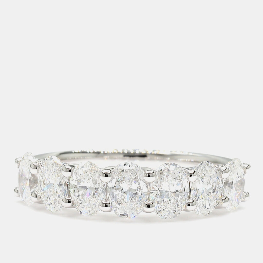 2.02 cts Oval Lab Grown Diamond 14k White Gold 7 Stone Wedding Band 2.02 cts Oval Lab Grown Diamond 14k White Gold 7 Stone Wedding Band