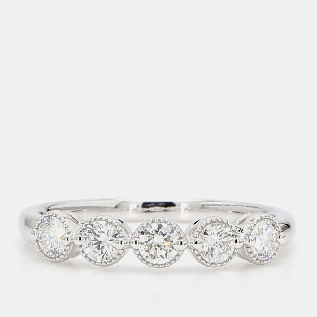 0.50 cts Round Lab Grown Diamond 14k White Gold 5 Stone Wedding Band 0.50 cts Round Lab Grown Diamond 14k White Gold 5 Stone Wedding Band