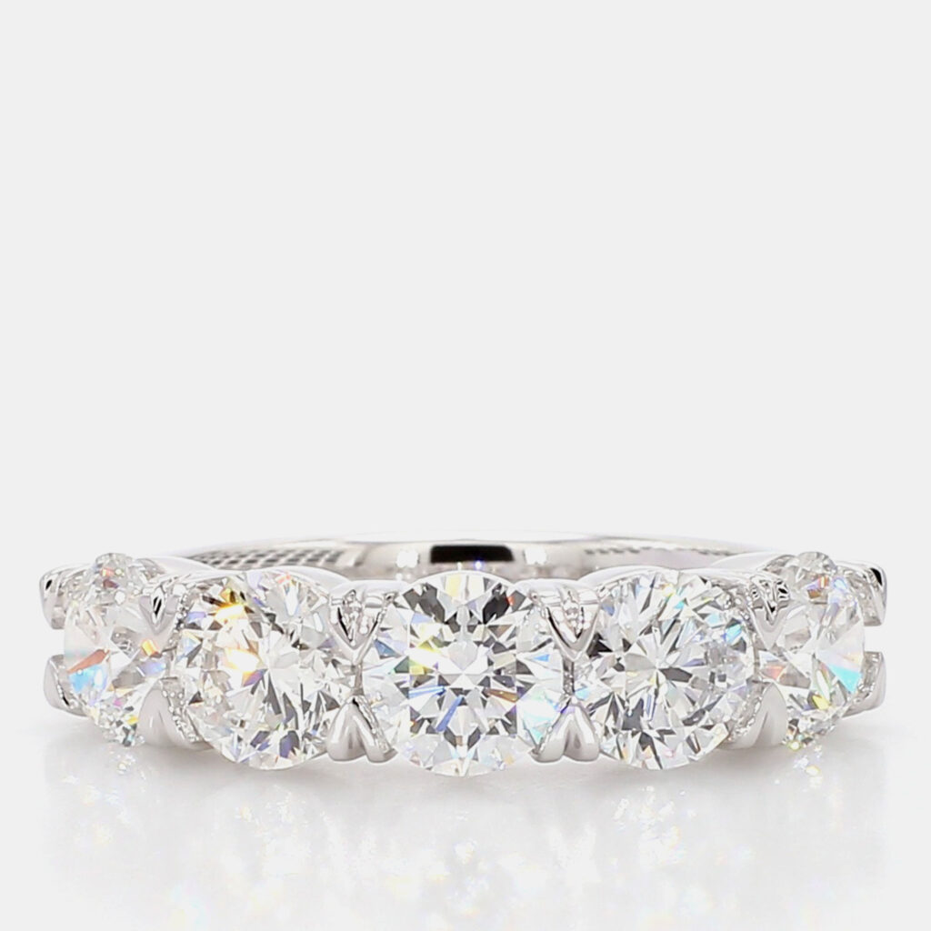 3.02 cts Round Lab Grown Diamond 14k White Gold 5 Stone Wedding Band US 7 3.02 cts Round Lab Grown Diamond 14k White Gold 5 Stone Wedding Band US 7