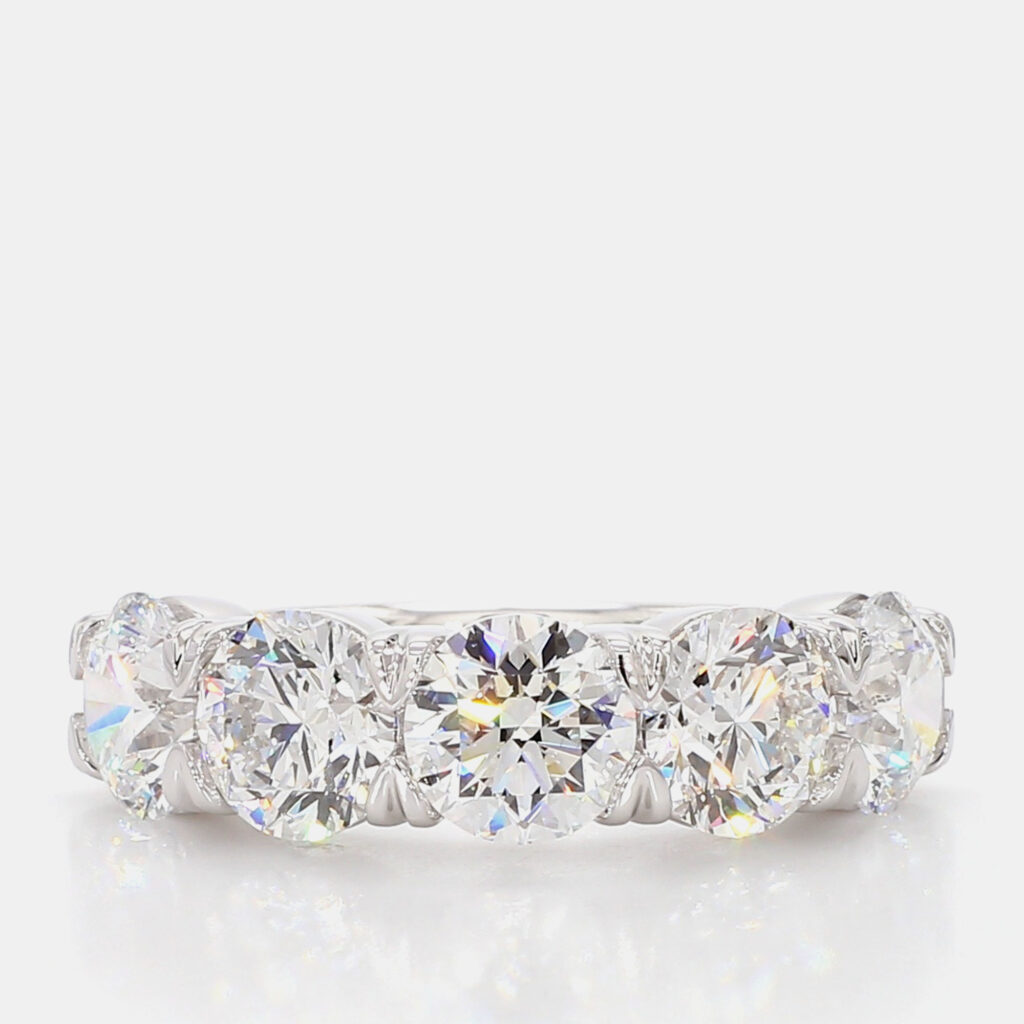 5.00 cts Round Lab Grown Diamond 14k White Gold 5 Stone Wedding Band US 7 5.00 cts Round Lab Grown Diamond 14k White Gold 5 Stone Wedding Band US 7