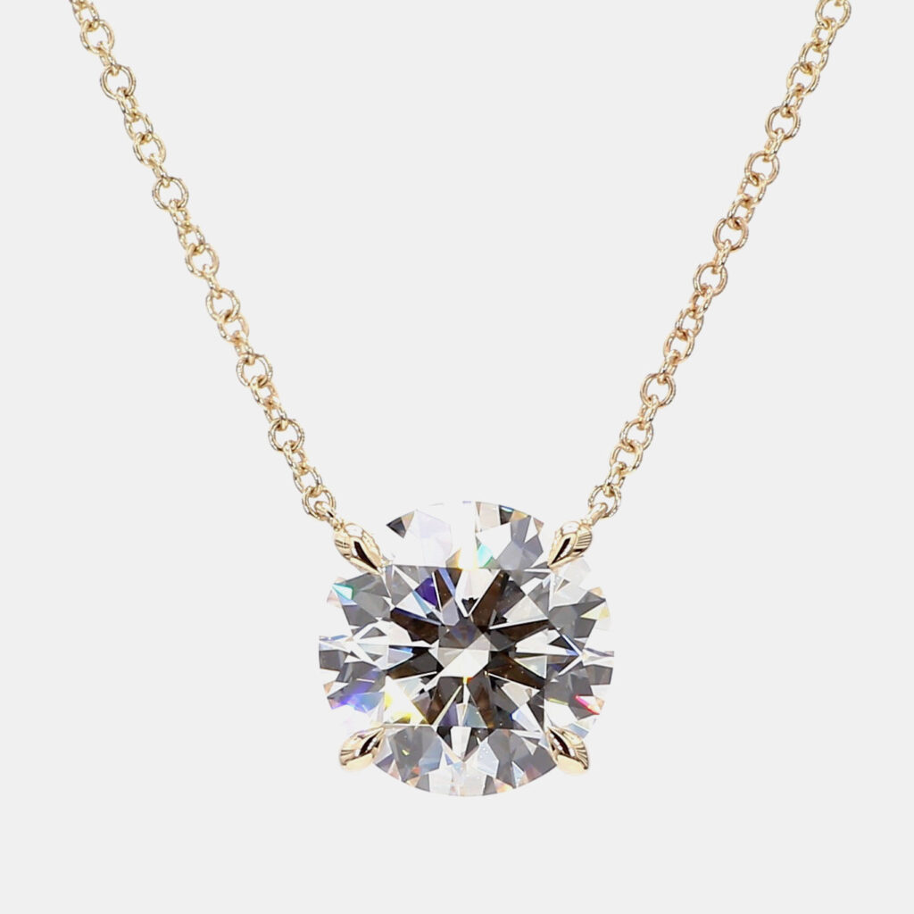 5.36 cts Round Lab Grown Diamond 14k Yellow Gold Solitaire Pendant 16 5.36 cts Round Lab Grown Diamond 14k Yellow Gold Solitaire Pendant 16