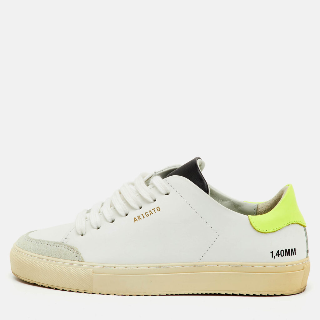 Axel Arigato White/Neon Leather Clean 90 Low Top Sneakers Size 36 Axel Arigato White/Neon Leather Clean 90 Low Top Sneakers Size 36