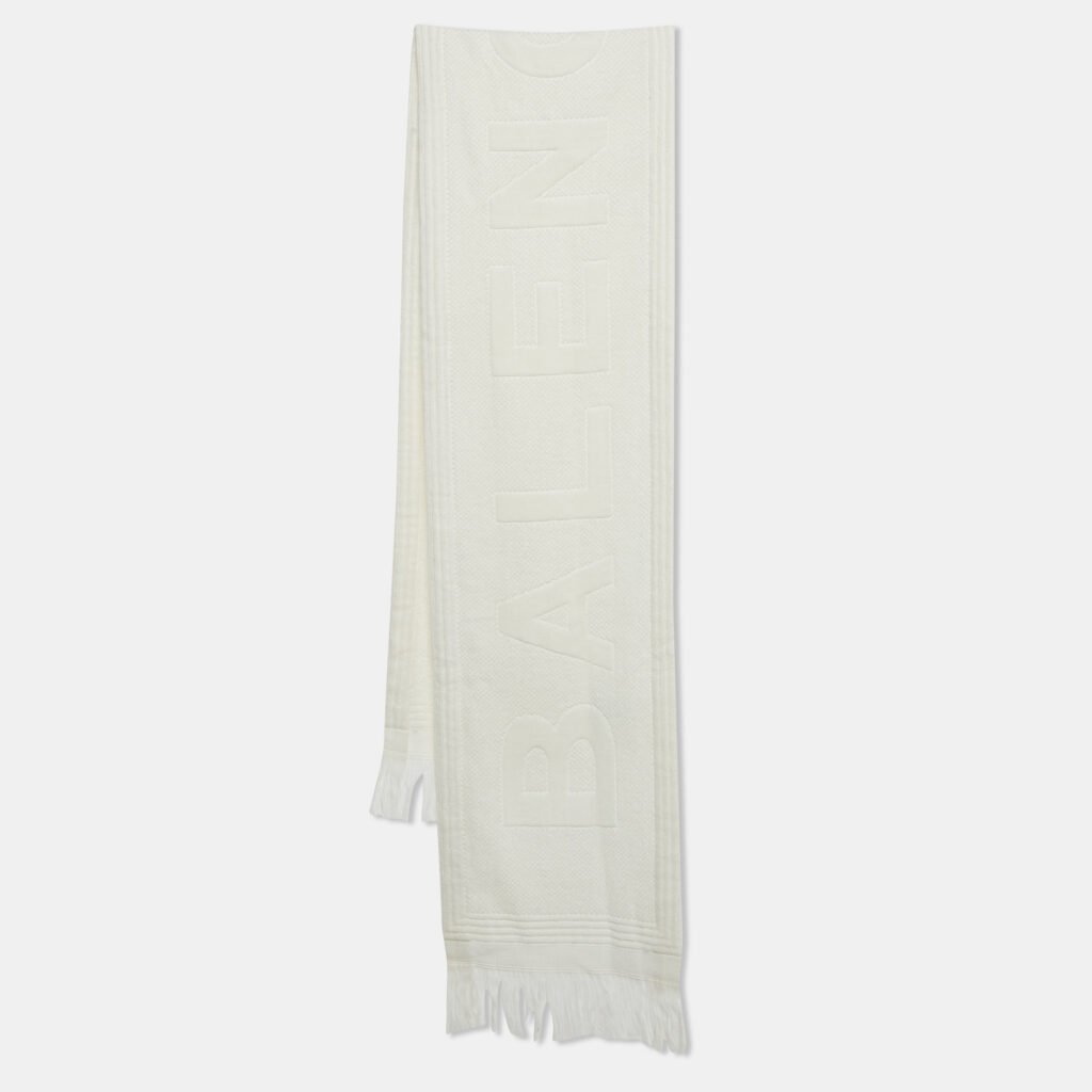 Balenciaga White Logo Detail Cotton Tennis Spugna Scarf Balenciaga White Logo Detail Cotton Tennis Spugna Scarf