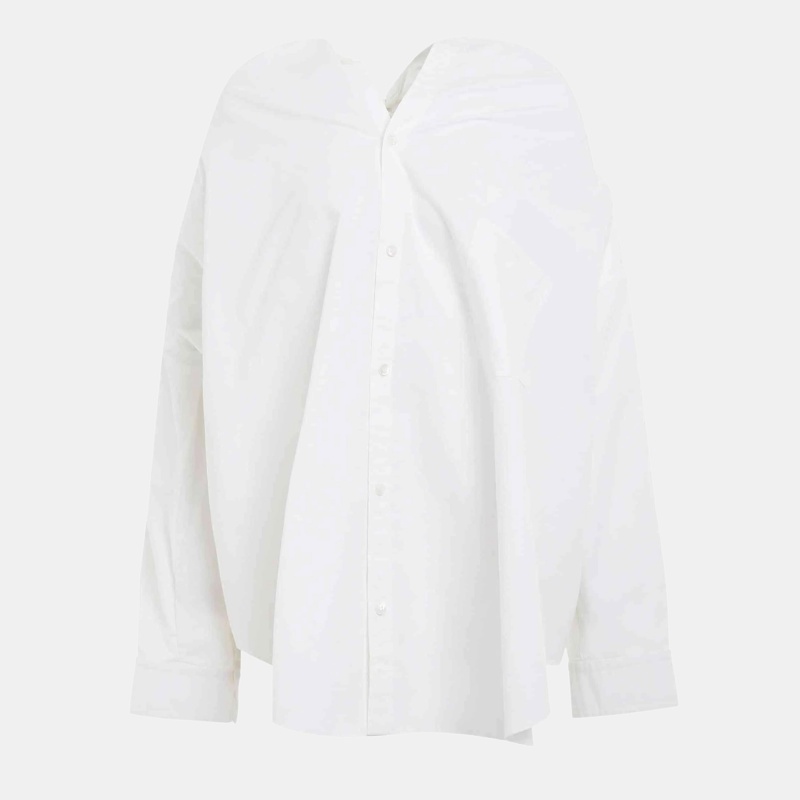 Balenciaga White Cotton Knotted Vareuse Shirt S
