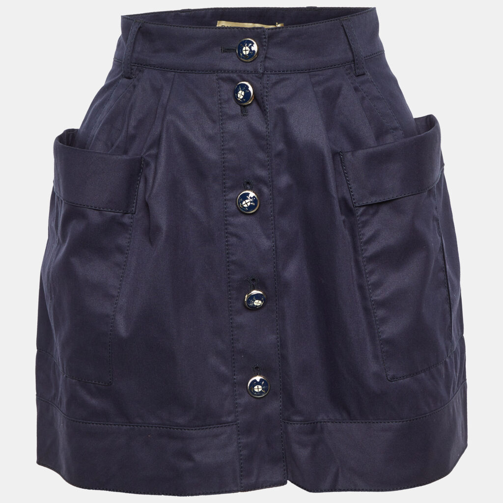 Balenciaga Navy Blue Cotton Mini Skirt M Balenciaga Navy Blue Cotton Mini Skirt M